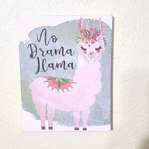 Llama Canvas Wall Picture - No Drama Llama, 6.5" x 8.5"